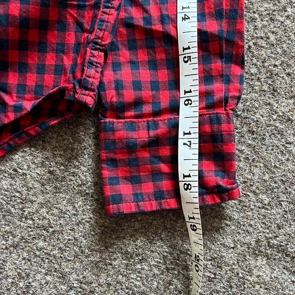 Ralph Lauren Red Navy Gingham Checkered Button Down Long Sleeve Shirt Boys S (8)